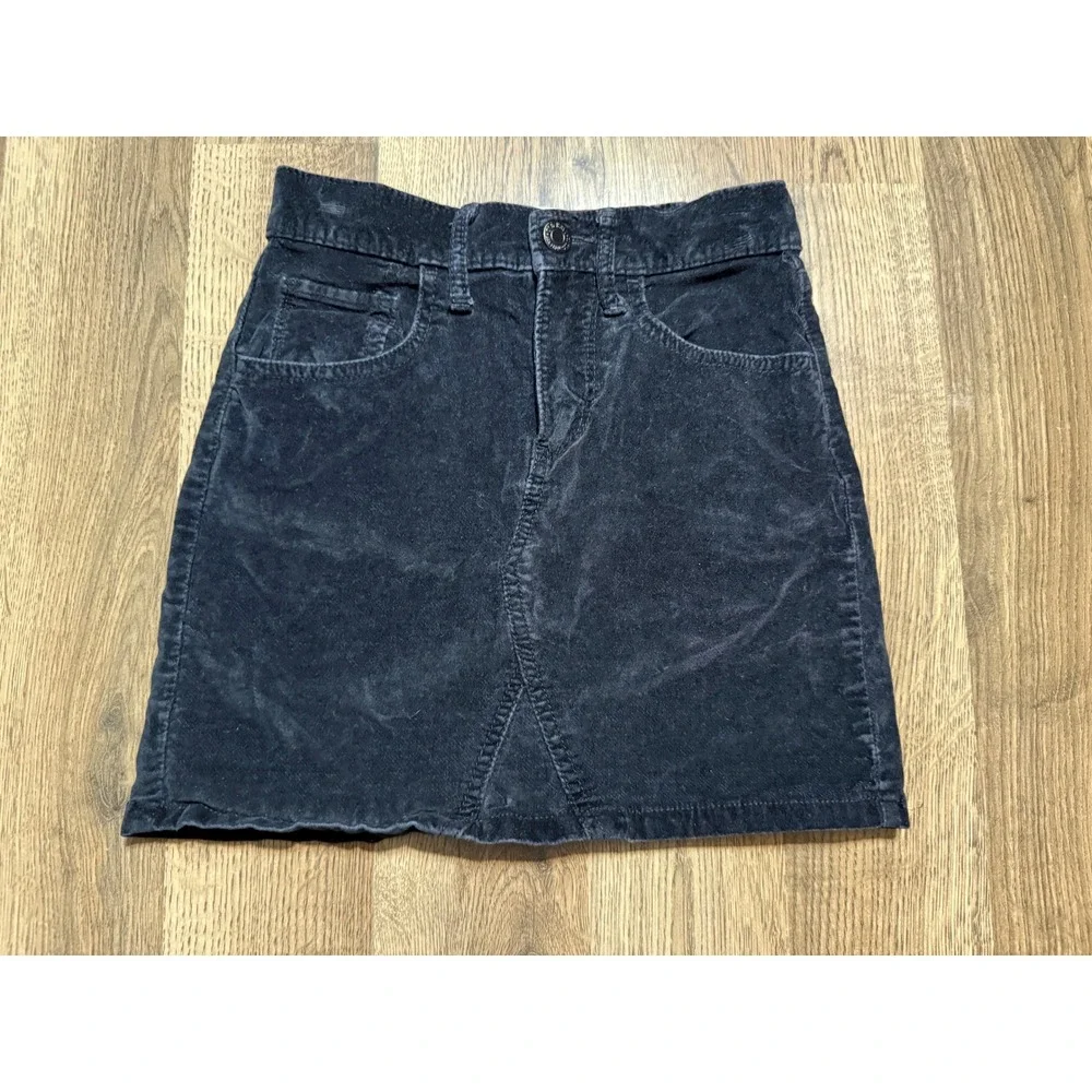 Old Navy Skirts Girls Size M (8) Black Corduroy Mini Adjustable Waist 5-Pocket